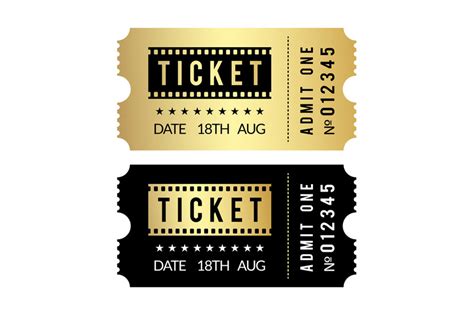 Golden ticket set. Cinema, theater, party, museum, event, concert gold By ONYX | TheHungryJPEG