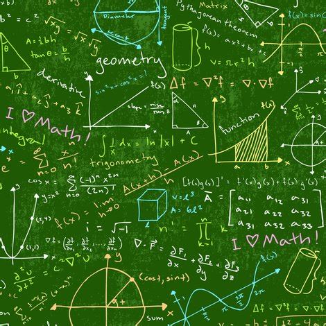 Math Lessons (Green Chalkboard) fabric - robyriker - Spoonflower