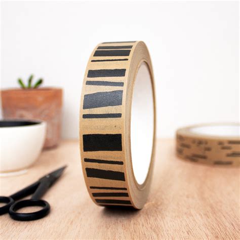 25mm Striped Brown Paper Tape ~ INKKIN