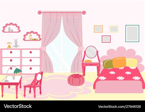 Banner beautiful interior room for girl cartoon Vector Image