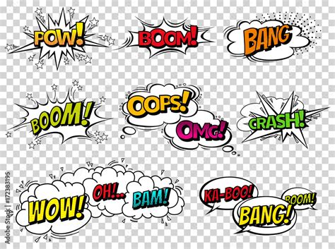 Comic book sound effect speech bubbles, expressions. Collection vector ...