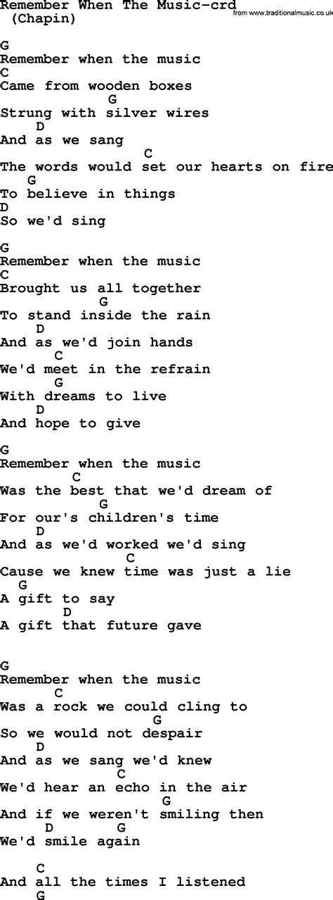 Bruce Springsteen song: Remember When The Music, lyrics and chords