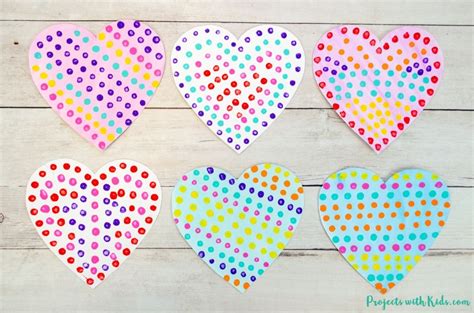 Easy Q-Tip Painted Heart Art for Kids to Make - Projects with Kids