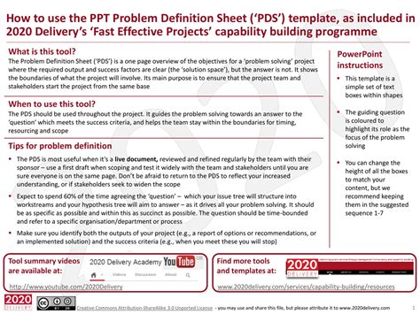 Problem Definition Sheet PDS