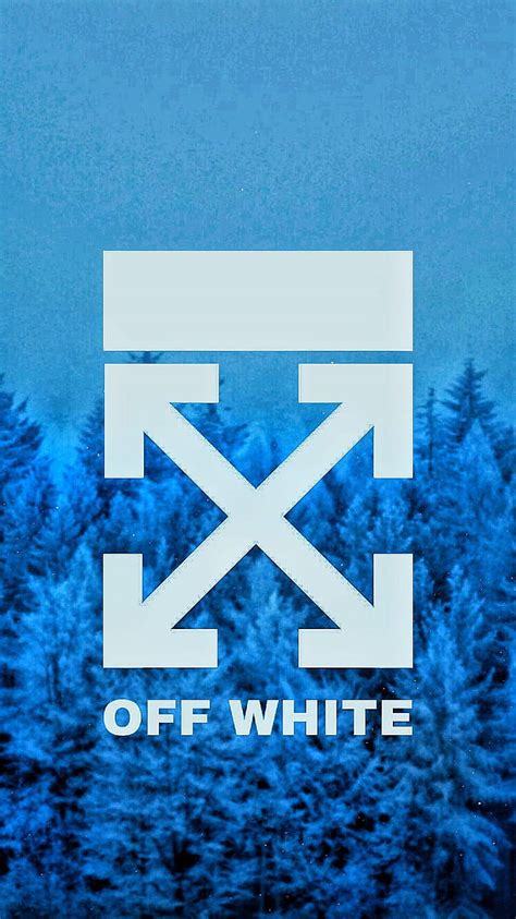 Download Off White Logo Blue Pine Trees Wallpaper | Wallpapers.com