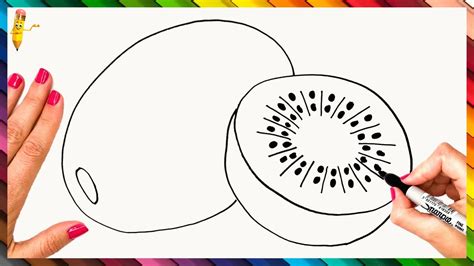 How To Draw A Kiwi Step By Step 🥝 Kiwi Drawing Easy - YouTube