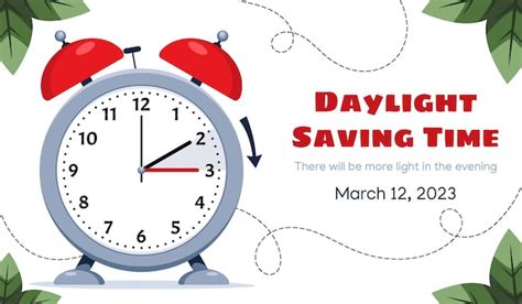 Premium Vector | Daylight saving time clock set to an hour ahead march ...