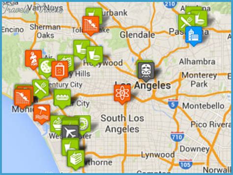 Los Angeles Map Tourist Attractions - TravelsFinders.Com