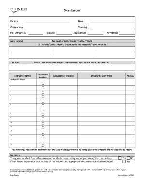 Daily Report And Huddle - Power Construction - Powerconstruction - Fill and Sign Printable ...