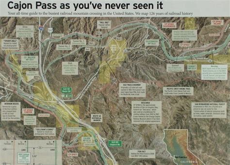 Cajon Pass - Map by Trains Magazine (Kalmbach Publishing) | Train map, Aerial photo, Aerial