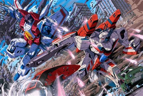 Starscream vs Jetfire, art by Rui Onishi (@marble_v_) : transformers