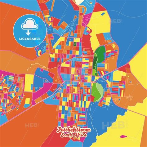 Potchefstroom, South Africa Crazy Colorful Map Print Template | Colorful map, Map print, Map poster