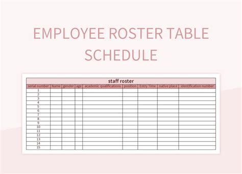 Free Roster Templates For Google Sheets And Microsoft Excel - Slidesdocs