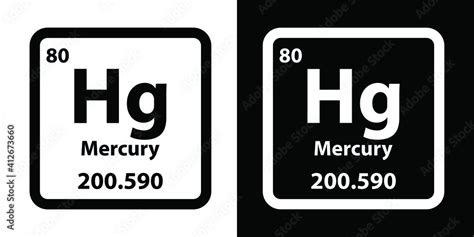 Hg Mercury chemical element icon. The chemical element of the periodic ...