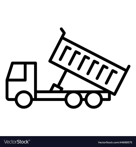 Dumper truck unloading line icon heavy duty Vector Image