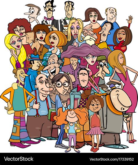 Cartoon people characters in crowd Royalty Free Vector Image