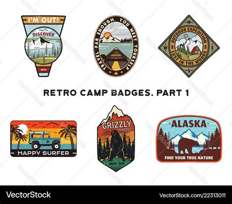 Set retro wanderlust logos emblems vintage Vector Image