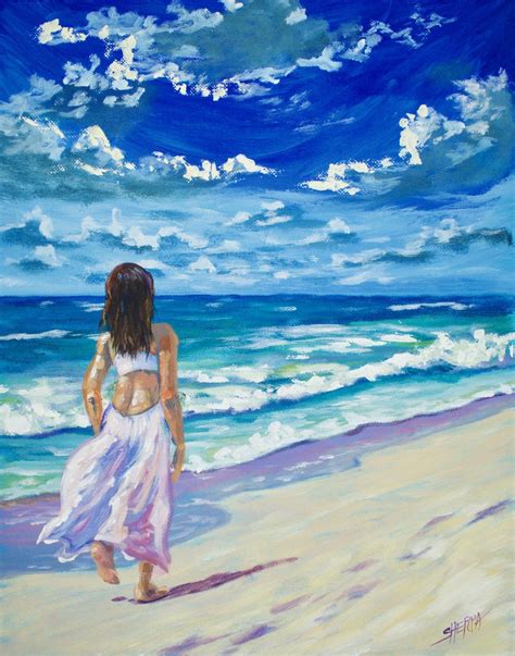 Beautiful Girl In The Beach Painting The Art Sherpa - Gallery - The Art Sherpa Community | The ...