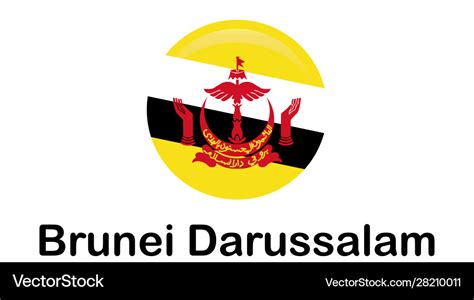 Brunei darussalam flag button icon flag Royalty Free Vector