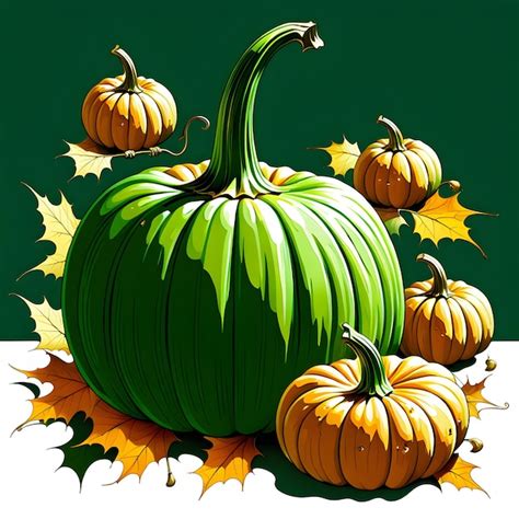 Premium AI Image | line drawings about beautiful a green pumpkin Vector ...