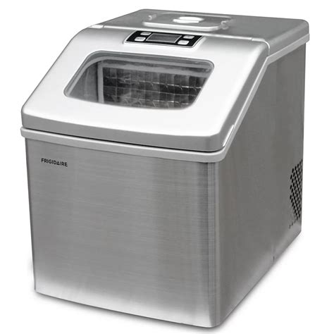 Frigidaire 40lbs Compact Clear Square Ice Maker with Window in Stainless Steel | The Home Depot ...