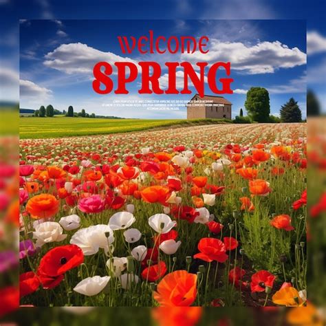 Premium PSD | Realistic spring floral frame welcome spring