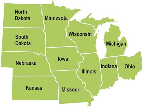 Midwest USA karta - AMERIKANSKA mellanvästern karta (Nordamerika och nord - och sydamerika)