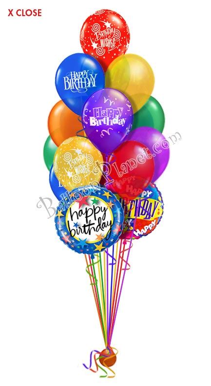 Classic Combo Birthday Balloon Bouquet (15 Balloons) - Balloon Delivery by BalloonPlanet.com