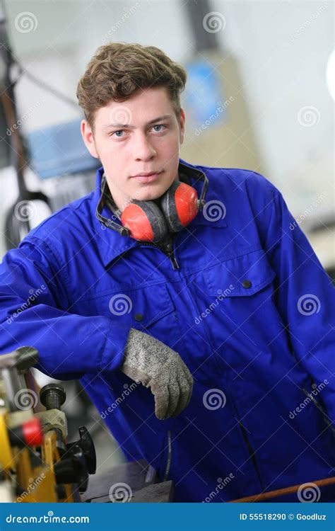 Portrait of Plumber Apprentice in Workshop Stock Photo - Image of ...