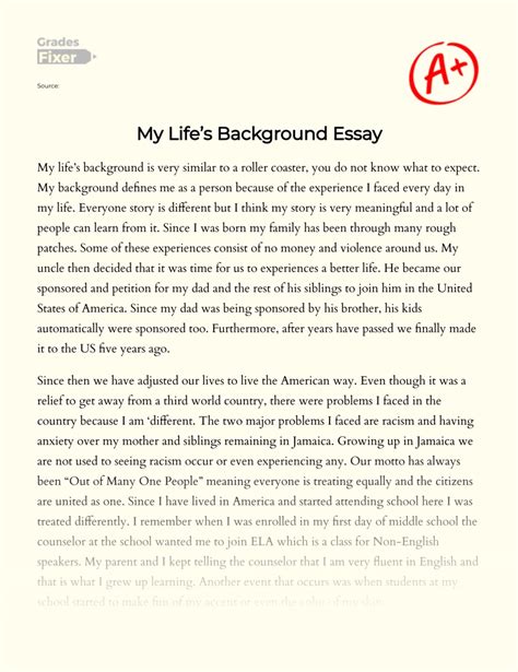 Personal Background: My Life Story as a Definition of Me: [Essay Example], 1728 words GradesFixer