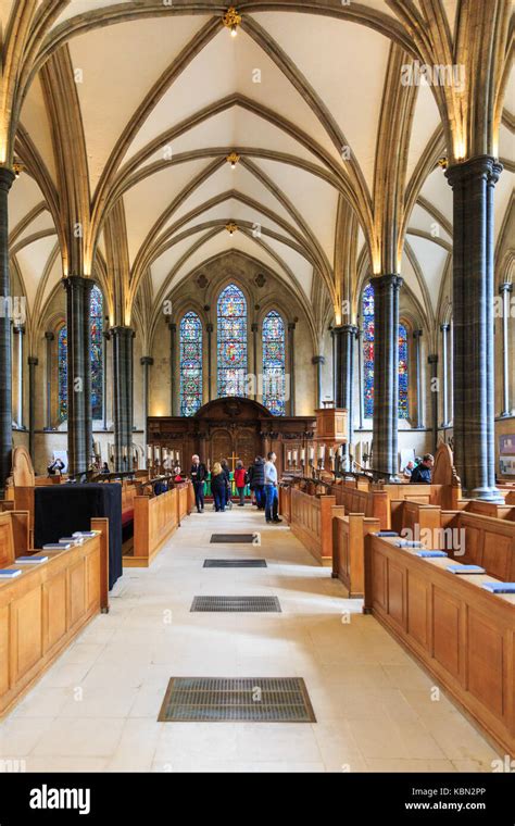 Temple Church interior, nave of the 12th century medieval place of worship, Inner and Middle ...