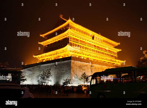 Drum Tower of Xi`an by night - Xi`an, China Stock Photo - Alamy