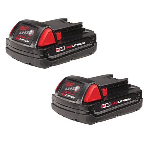 Milwaukee M18 18-Volt Lithium-Ion Compact Battery Pack 1.5Ah (2-Pack ...