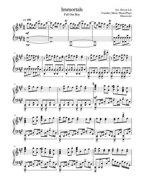 Fall Out Boy Immortals Piano Cover Sheet music for Piano (Solo ...