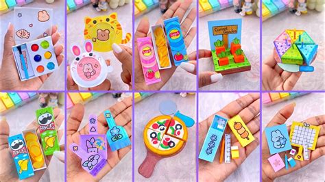 DIY Miniature Crafts Idea / Easy Craft Ideas / school hacks / DIY mini painting set / paper ...