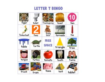 Letter T Bingo by That Crazy-Haired Teacher | Teachers Pay Teachers