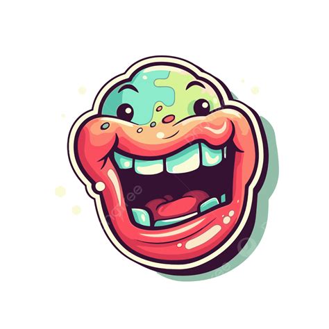 Cartoon Earth Face Sticker Illustration Clipart Vector, Tongue Sticking ...