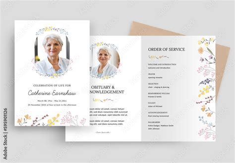 Floral Funeral Program Template Stock Template | Adobe Stock