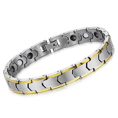 Tungsten Carbide Bracelet with Gold Trim