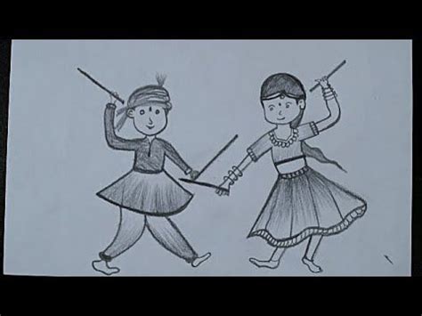 Garba Drawing Easy || Navratri Festival Garba Drawing || Navratri Garba Drawing || Pencil ...