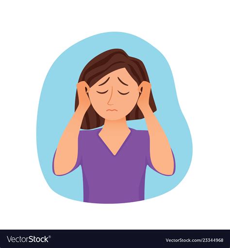 Young woman having headache cartoon Royalty Free Vector