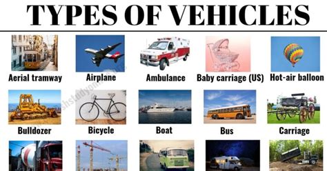 Types of Vehicles: List 30+ Vehicle Names with Examples and ESL Images - English Study Online