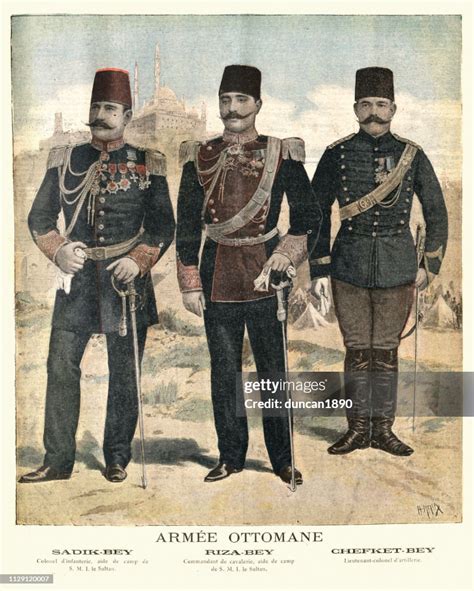 Military Uniforms Officers In The Ottoman Army 19th Century 1895 High-Res Vector Graphic - Getty ...