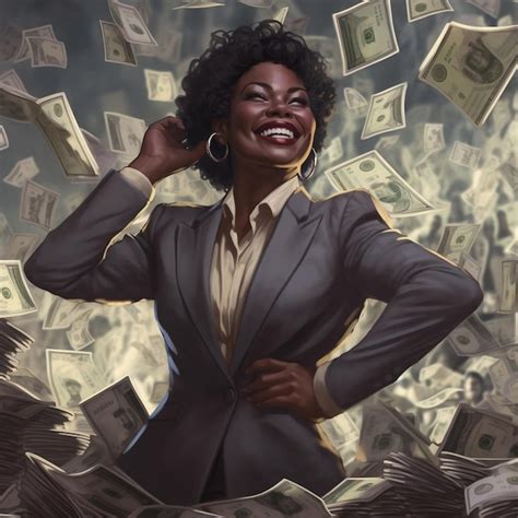 A successful black business woman money in the background | Premium AI-generated image