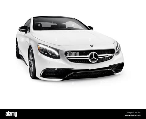 White 2015 Mercedes Benz S63 AMG Coupe luxury car isolated on white background with a clipping ...