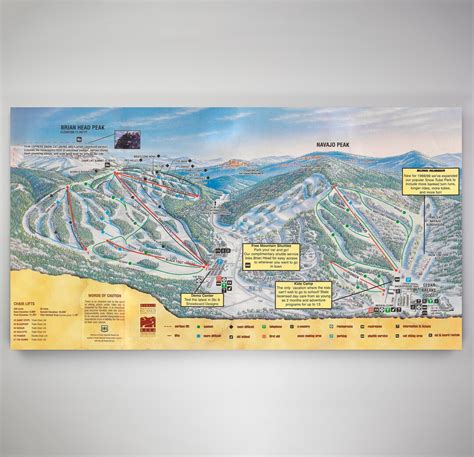 Brianhead Resort Licensed Trail Map Large Canvas 30 X 58 Vintage 1998 ...