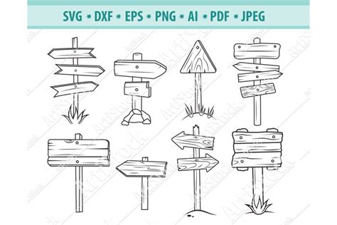 Wooden sign Svg, Road signs svg, Side posts Png, Eps, Dxf