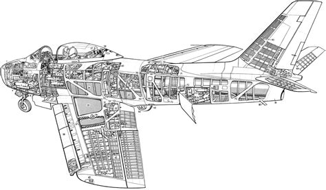 North American F-86 Sabre Cutaway Drawing in High quality