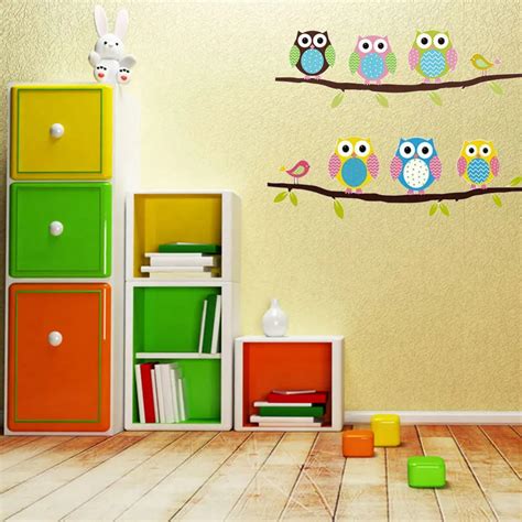 Owl Wall Stickers For Kids Rooms DIY Vinyl Removable Wall Sticker Baby Boy Girl Room Decor ...