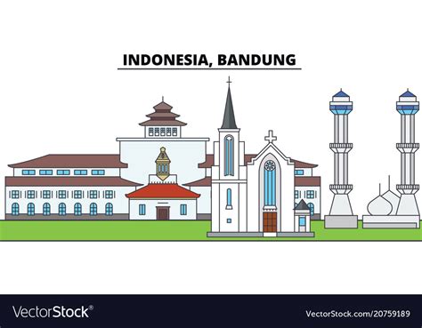 Indonesia bandung city skyline architecture Vector Image